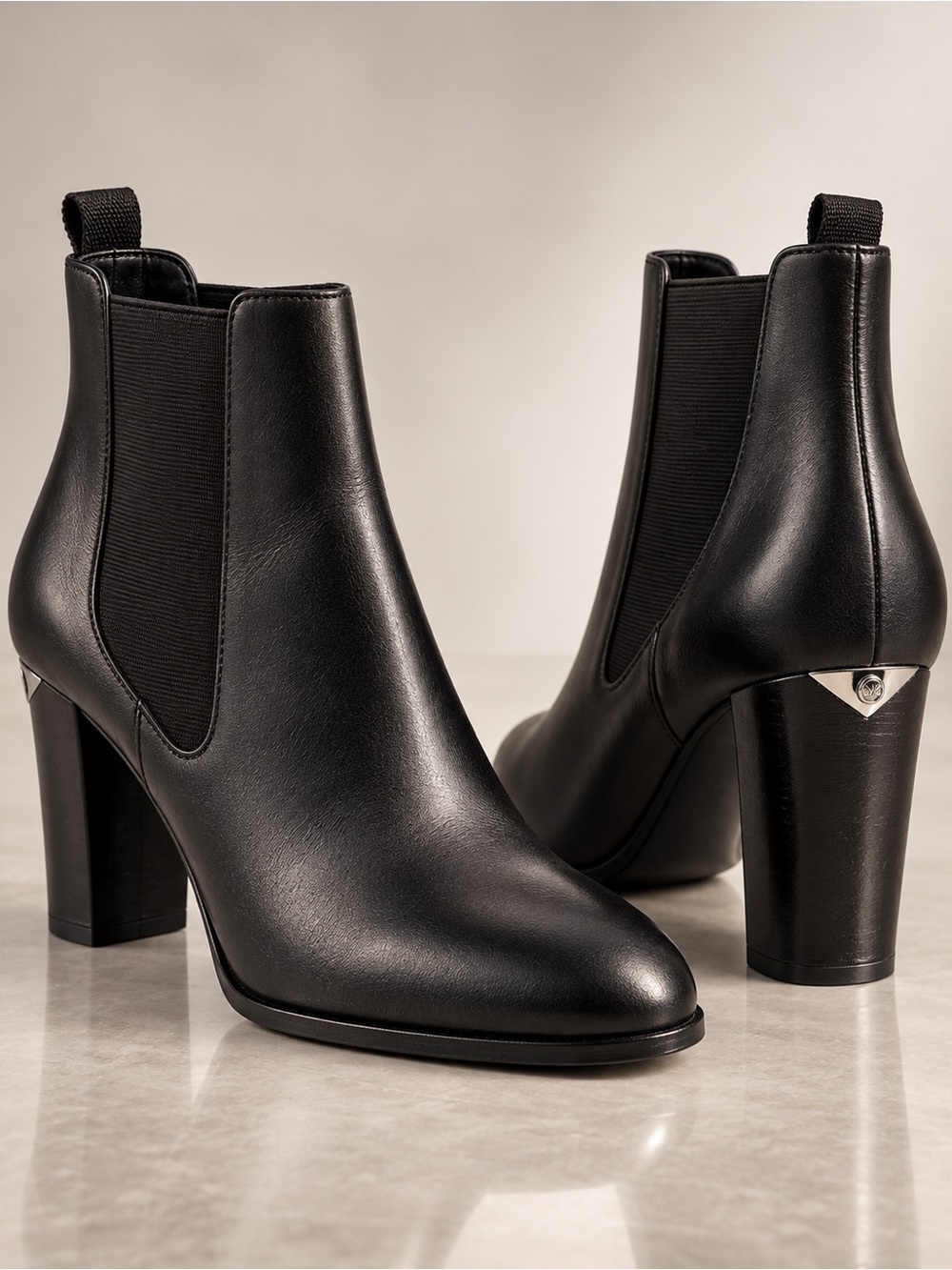 Michael Kors Black Leather Chelsea Ankle Boots | Block Heel